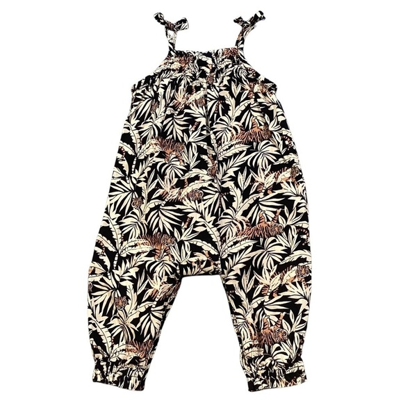 Old Navy Girls Sleeveless Tie-Knot Jumpsuits Tigers & Pretty Palms 6-12 Months - Picture 11 of 16